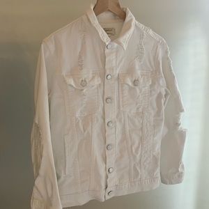 Current Elliot White Distressed Denim Jacket